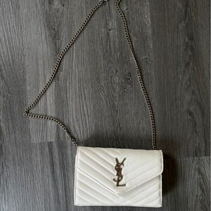 Yves Saint Laurent Cream Quilted Crossbody Bag